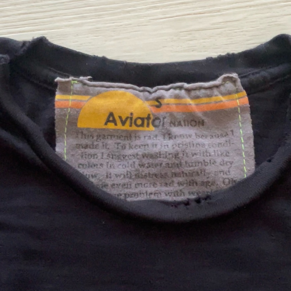 Aviator Nation Black T-Shirt with Colorful Patch Logo - Picture 2 of 5